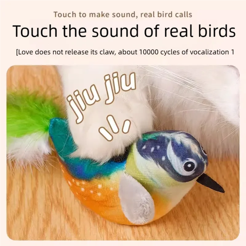 Interactive Flapping Bird Cat Toy – Chirping Sound & Plush Design