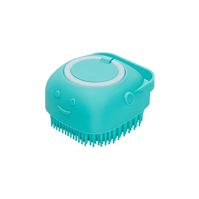 Silicone Pet Bath Brush – Massage & Grooming Brush with Shampoo Storage