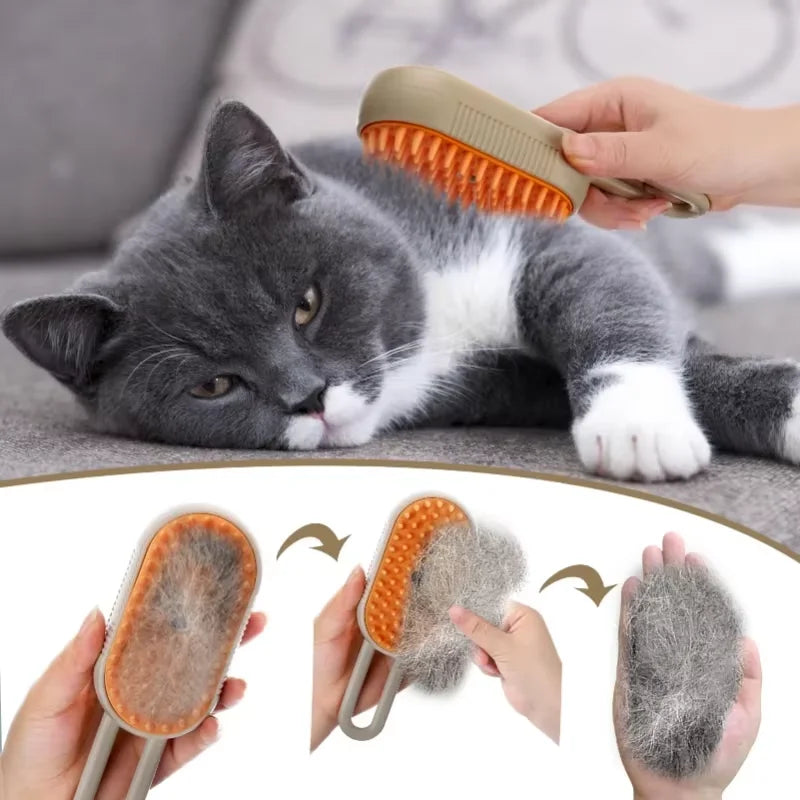 3-in-1 Pet Steam Brush – Hair Remover & Massage Comb