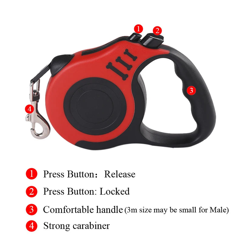 Retractable Dog Leash – 3M/5M Automatic Nylon Lead for Dogs & Cats