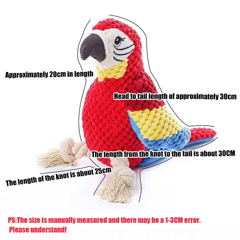 # Product Title

**Parrot Squeaky Dog Toy – Fun Plush Toy for Small & Medium Dogs**