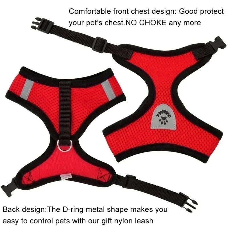 Adjustable Mesh Pet Harness & Leash Set – Soft Vest for Cats & Dogs