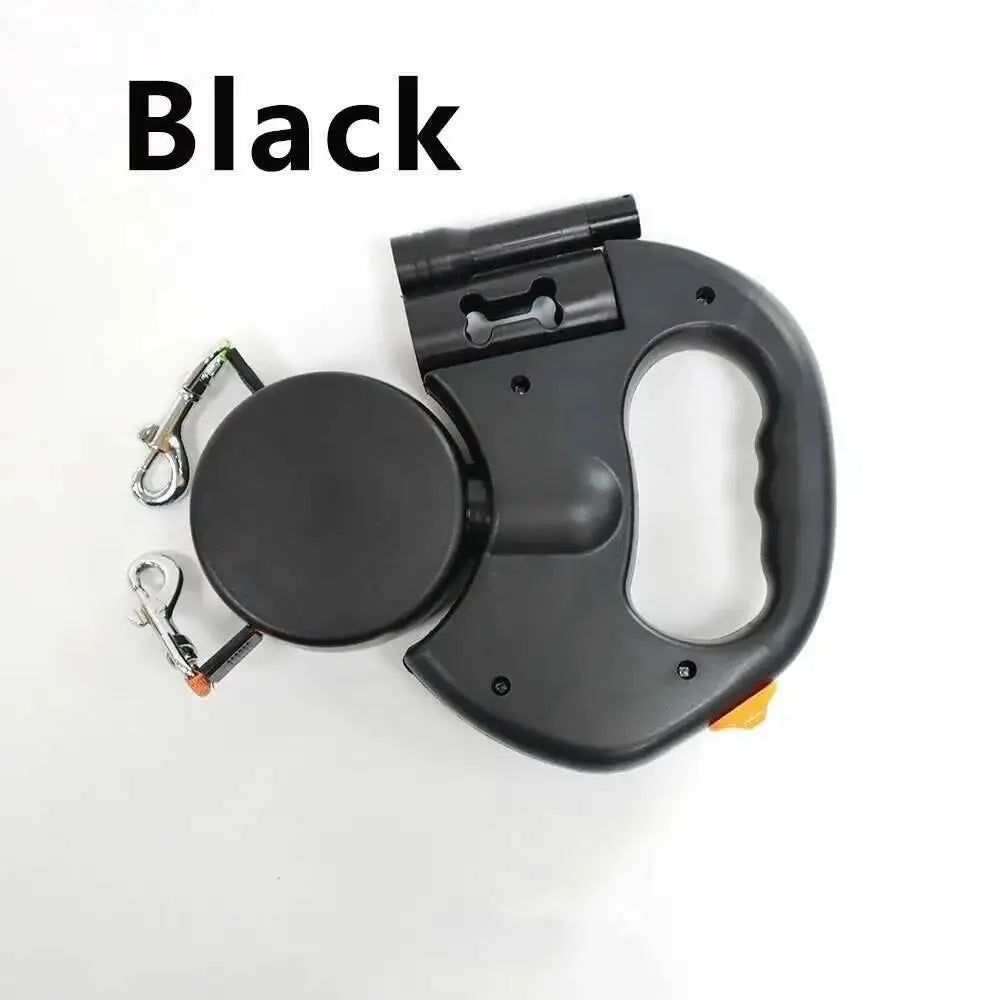 Dual Dog Retractable Leash – 3M Double-Headed Lead with LED Light