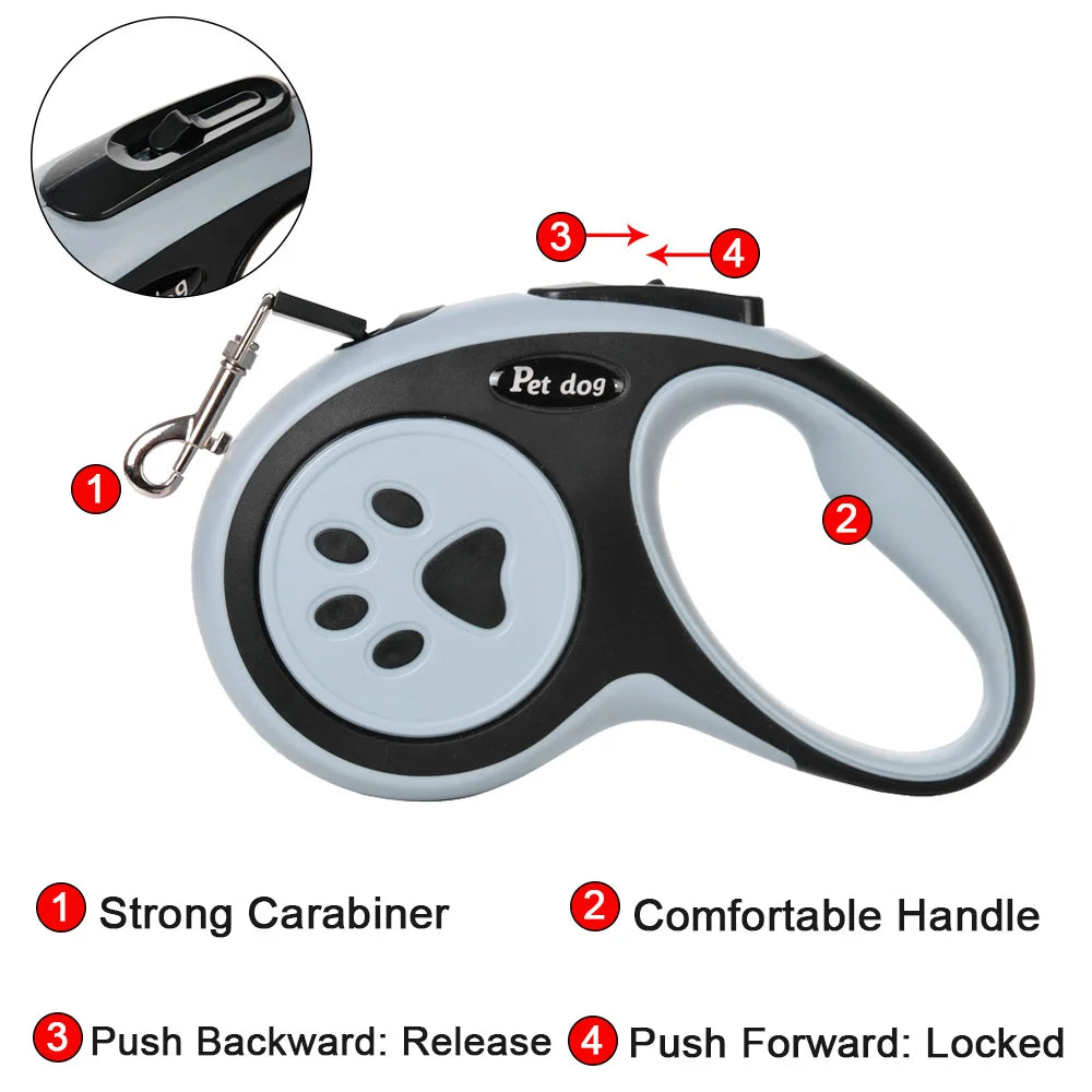 Retractable Dog Leash – 3M/5M Nylon Extendable Lead for Dogs & Cats