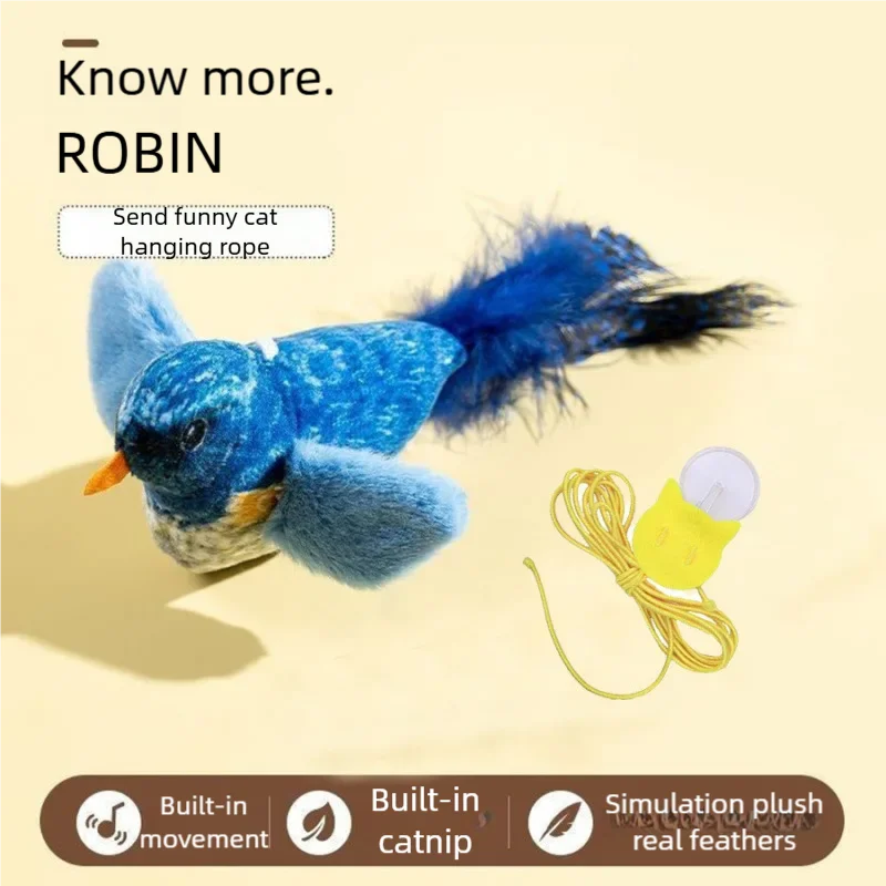Interactive Flapping Bird Cat Toy – Chirping Sound & Plush Design