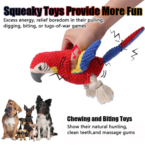 # Product Title

**Parrot Squeaky Dog Toy – Fun Plush Toy for Small & Medium Dogs**