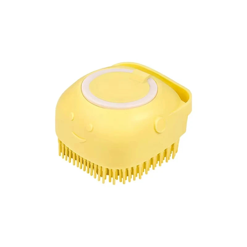 Silicone Pet Bath Brush – Massage & Grooming Brush with Shampoo Storage