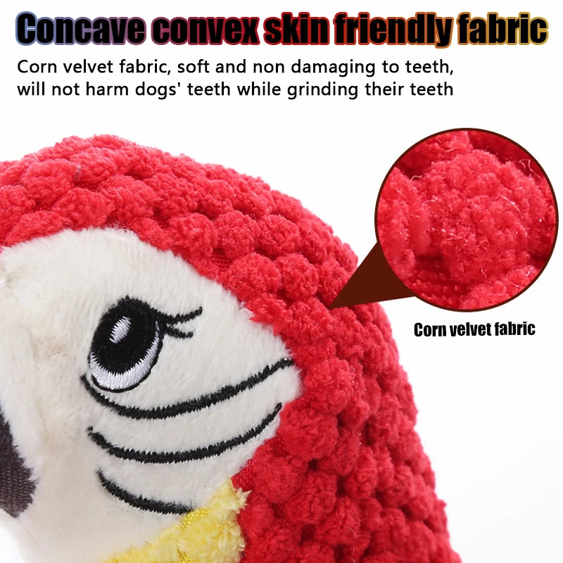 # Product Title

**Parrot Squeaky Dog Toy – Fun Plush Toy for Small & Medium Dogs**