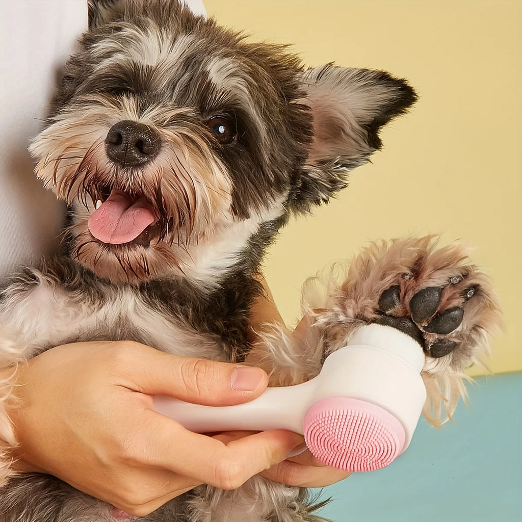 Silicone Pet Paw Cleaner & Massage Brush – Dual-Sided Grooming Tool