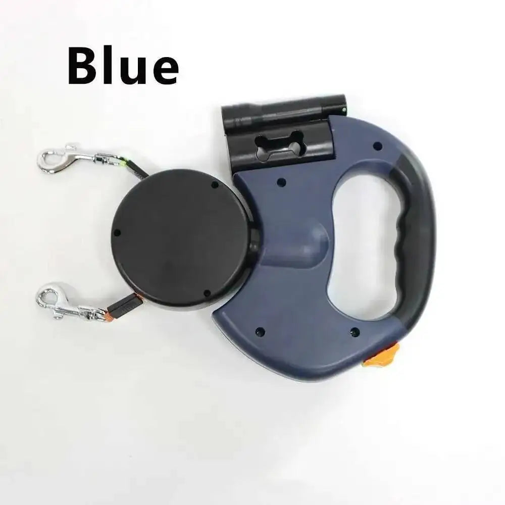 Dual Dog Retractable Leash – 3M Double-Headed Lead with LED Light