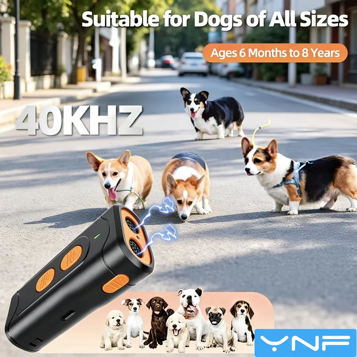 40KHz Ultrasonic Dog Repellent – Rechargeable Anti-Barking Device