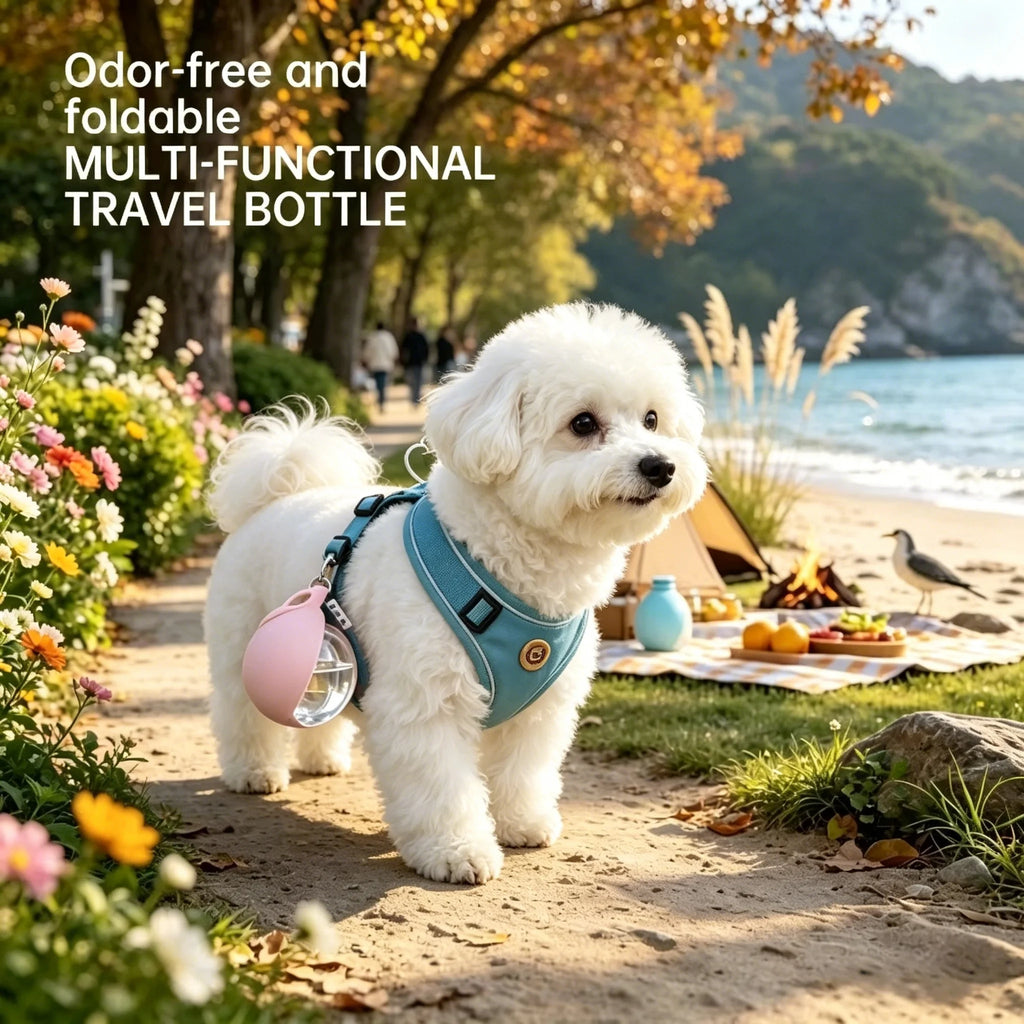 Portable Pet Water Bottle – Foldable Hanging Water Dispenser