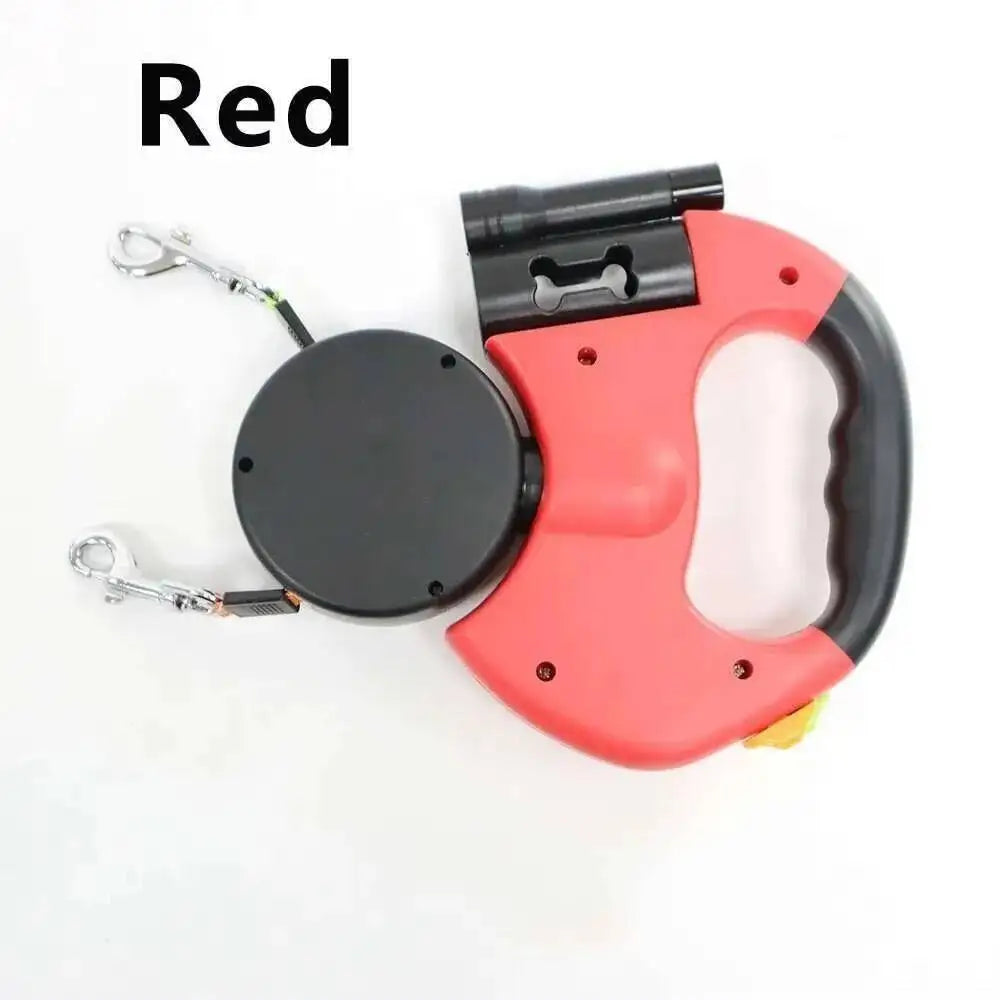 Dual Dog Retractable Leash – 3M Double-Headed Lead with LED Light