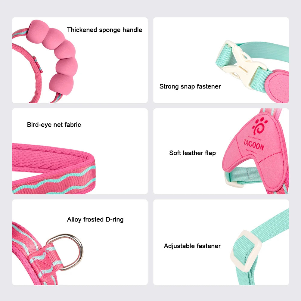 Soft Dog Harness & Leash Set – Breathable Vest for Small Pets