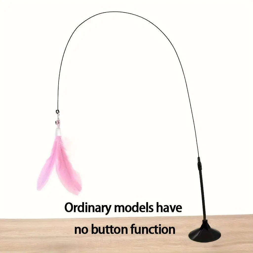 Interactive Cat Teaser Wand – Bell & Feather Toy with Suction Cup