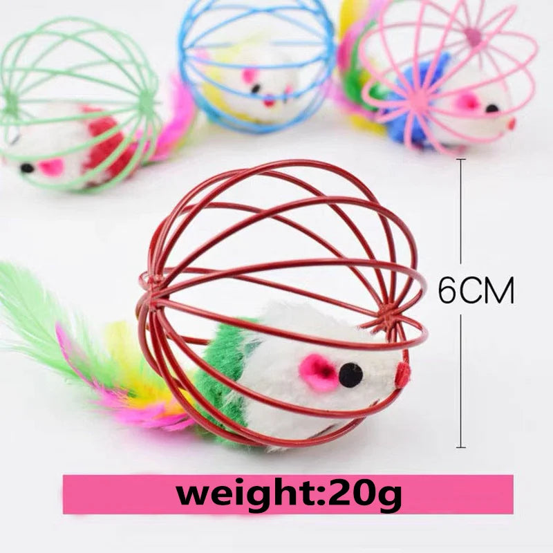 Interactive Cat Mouse Toy – Colorful Mouse in Cage Play Toy