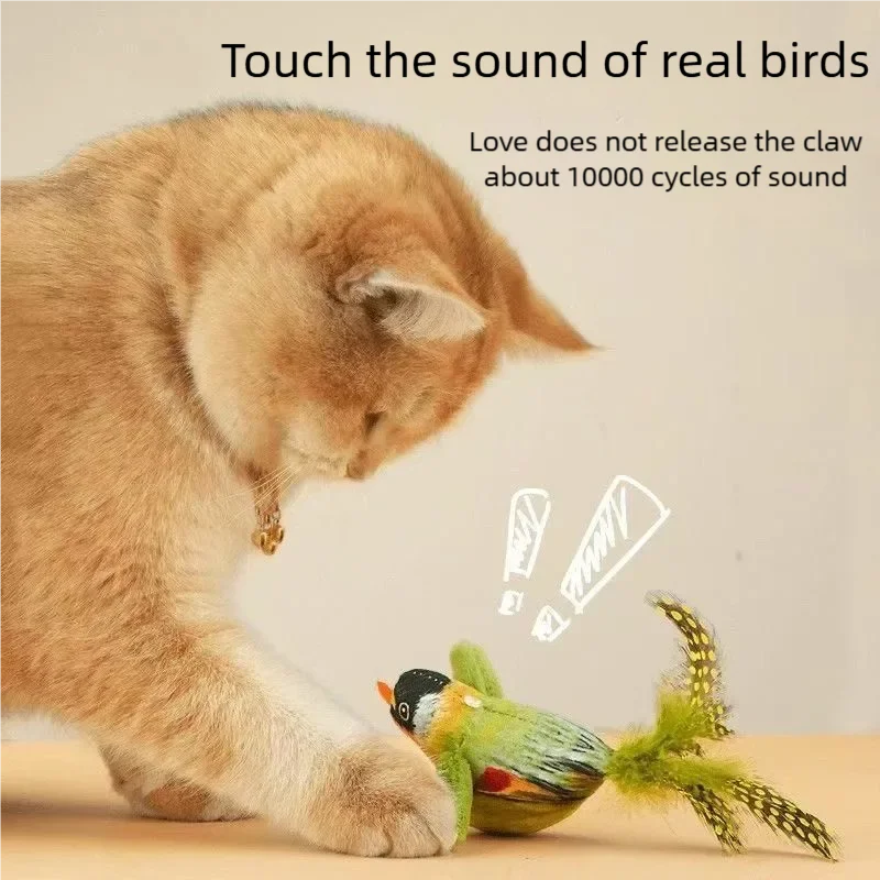 Interactive Flapping Bird Cat Toy – Chirping Sound & Plush Design