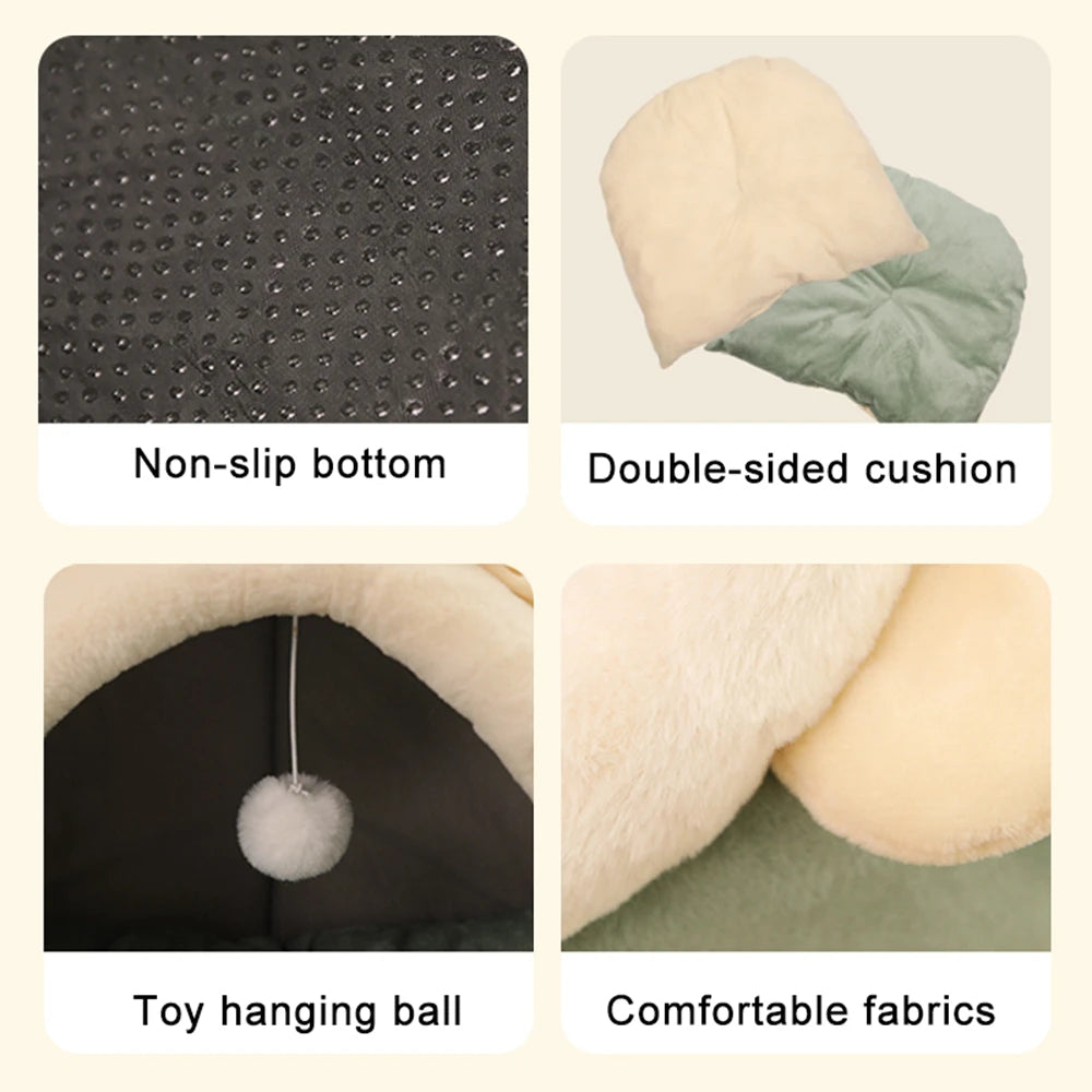 Pet Cave Bed – Cozy Foldable Tent for Cats & Small Dogs