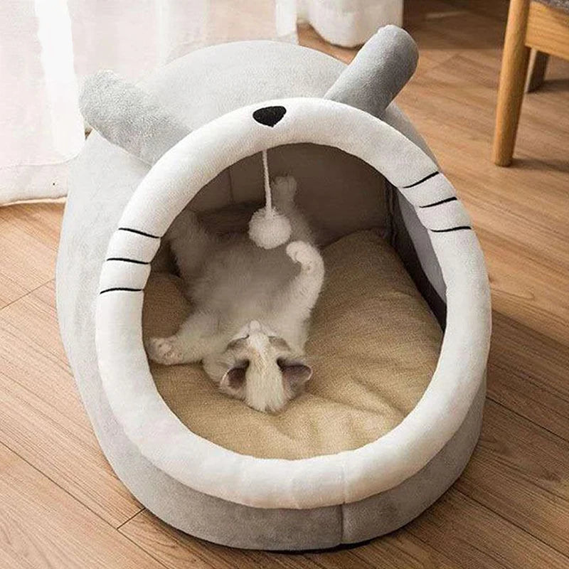 Pet Cave Bed – Cozy Foldable Tent for Cats & Small Dogs