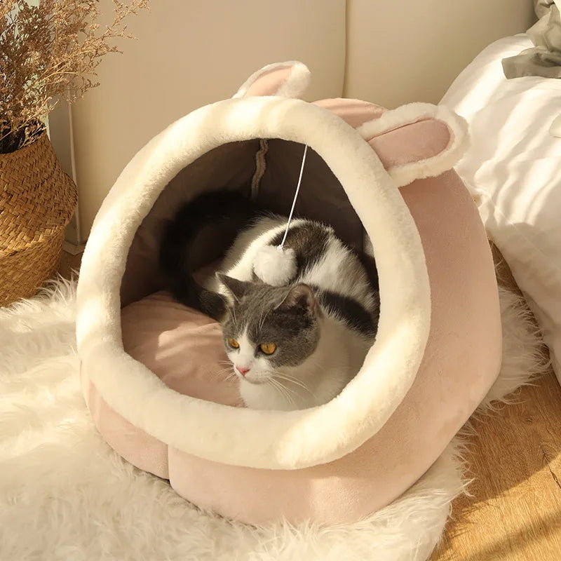 Pet Cave Bed – Cozy Foldable Tent for Cats & Small Dogs