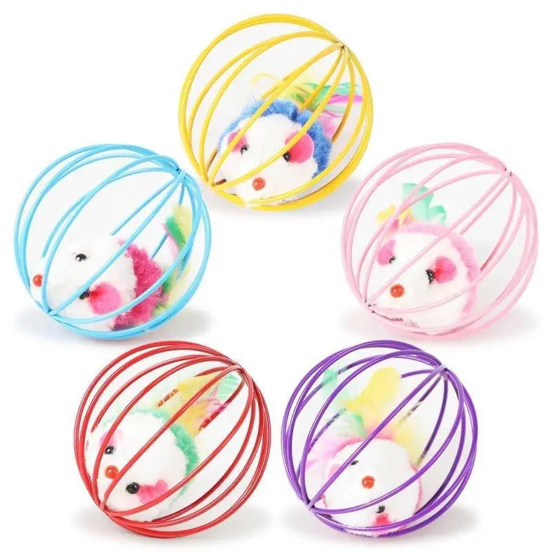 Interactive Cat Mouse Toy – Colorful Mouse in Cage Play Toy