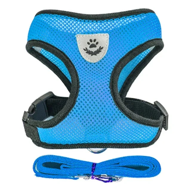 Adjustable Mesh Pet Harness & Leash Set – Soft Vest for Cats & Dogs